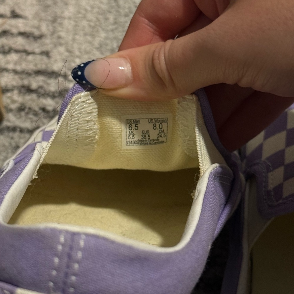 Vans Lavender and White Checkered Classic Slip-Ons - Picture 9 of 12